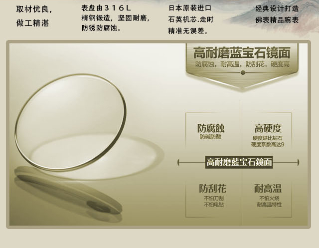绿度母佛表采用蓝宝石玻璃